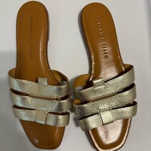 Veronica Beard gold leather sandals